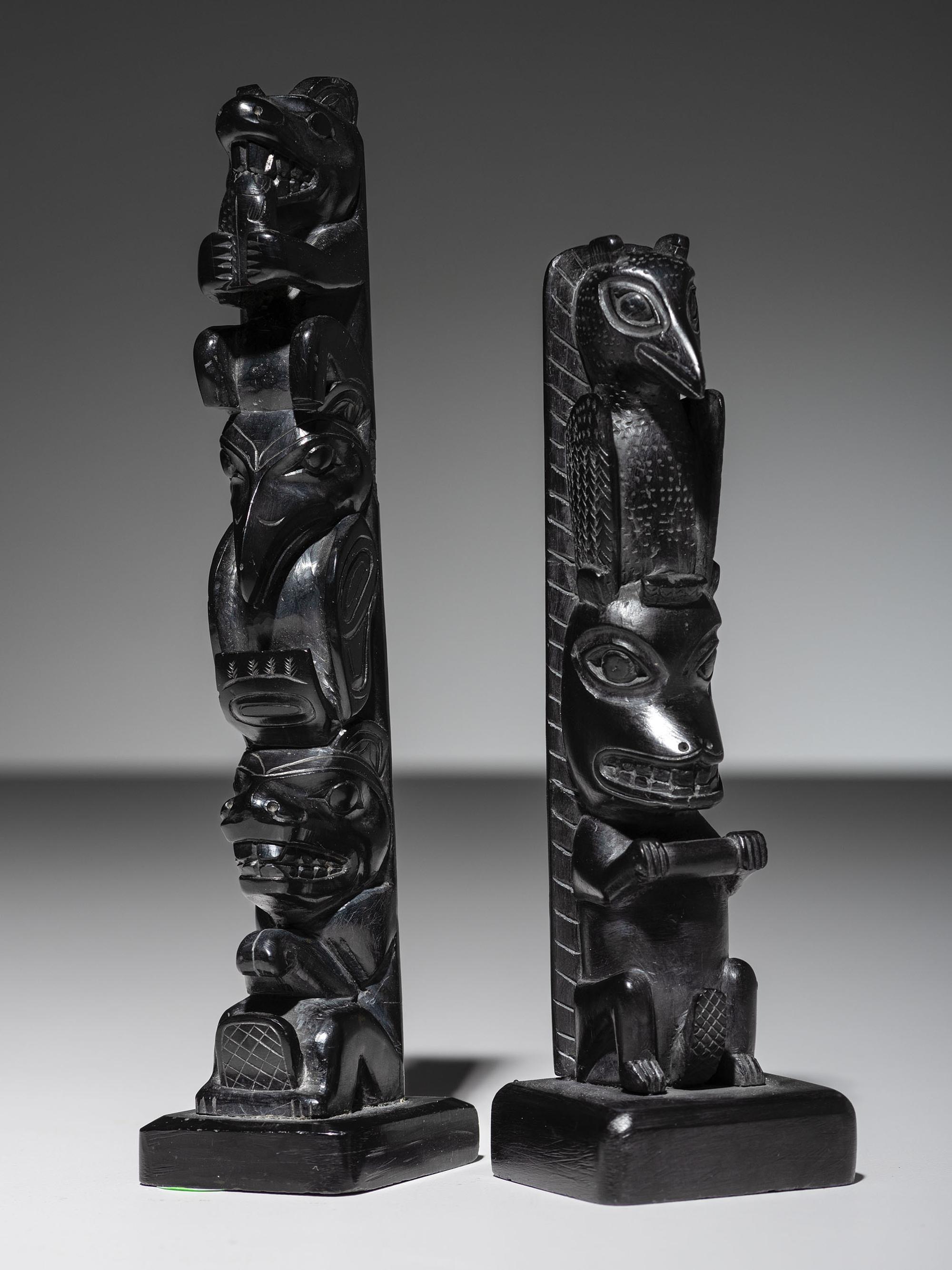 Haida Argillite Model Totem Pole