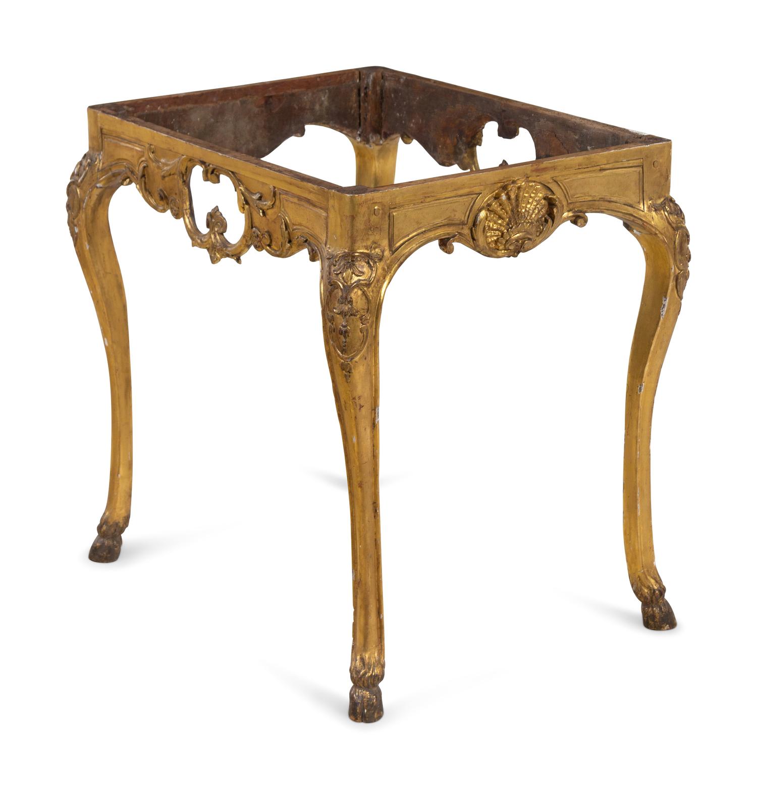 A Louis XV Style Carved Giltwood Console Table Base