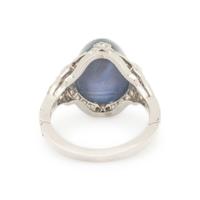 ART DECO, STAR SAPPHIRE AND DIAMOND RING