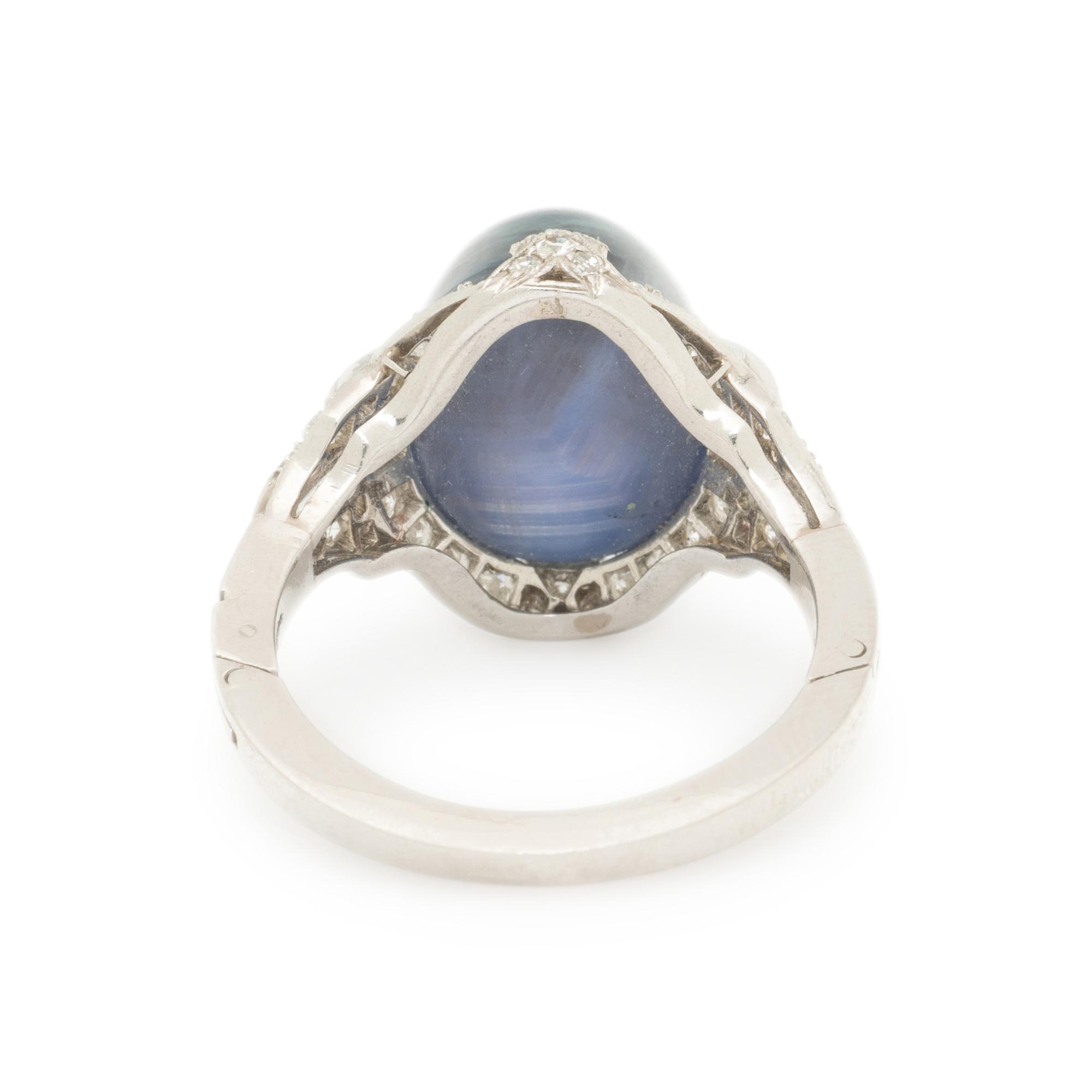 ART DECO, STAR SAPPHIRE AND DIAMOND RING