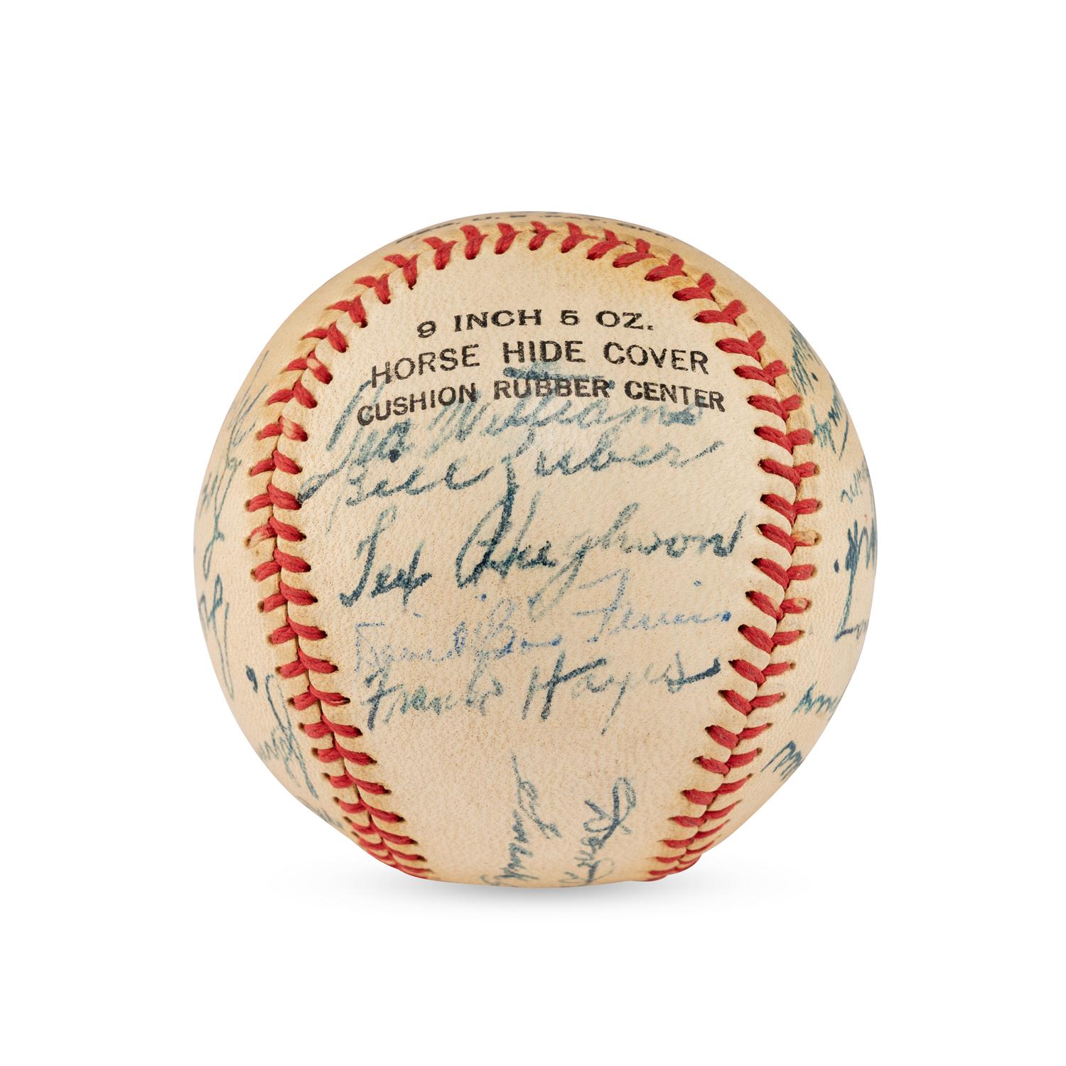 A 1947 Boston Red Sox Team Signed Autograph Baseball Featuring Ted Williams and Multiple Hall of Famers (PSA Letter of Authenticity),