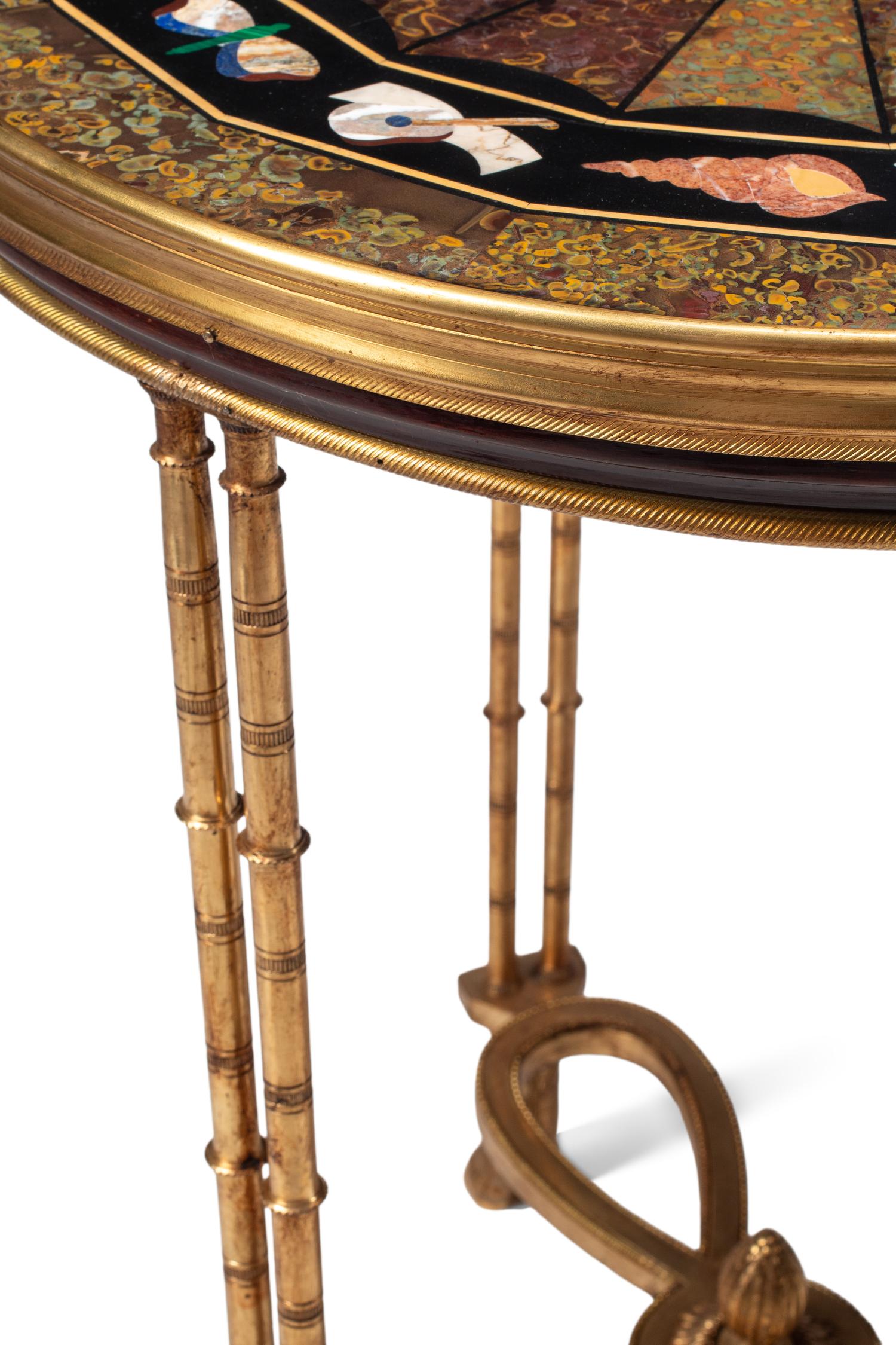 A Pair of Gilt Bronze and Specimen Marble Side Tables