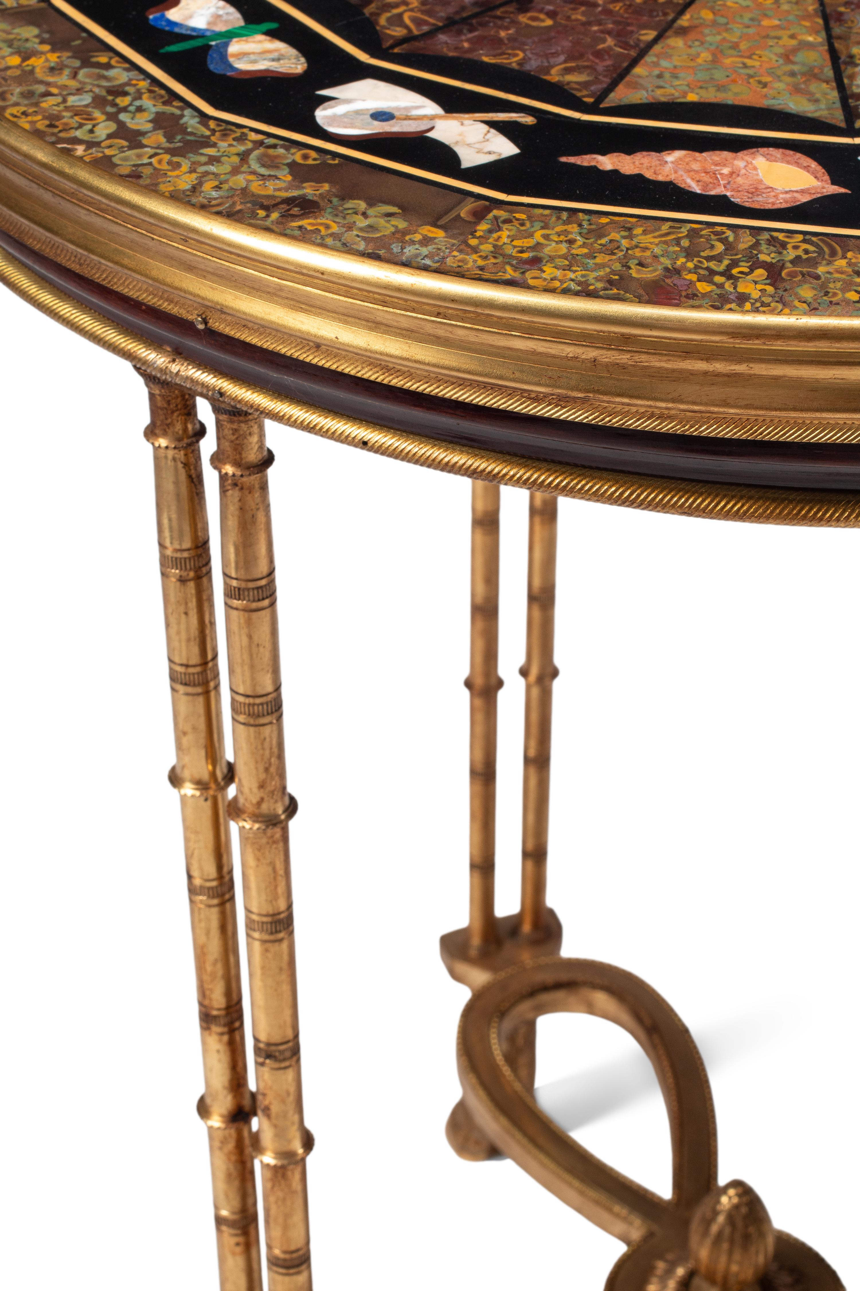 A Pair of Gilt Bronze and Specimen Marble Side Tables