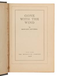 MITCHELL, Margaret (1900-1949). Gone with the Wind . New York: The Macmillan Company, 1938.