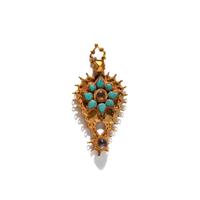 An Islamic Gold and Turquoise Pendant