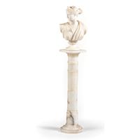 A Continental White Marble Bust of Diana the Huntress