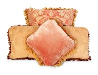 Four Pink Scalamandré Silk Damask and Velvet Pillows