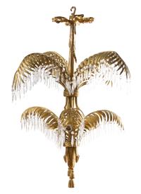 A Regency Style Gilt Bronze Eight-Light Chandelier Height 40 inches.
