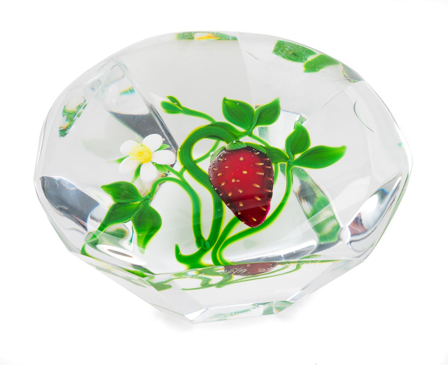 Victor Trabucco, (American, 20th Century), Paperweight with Strawberry Motif Edition 6/50