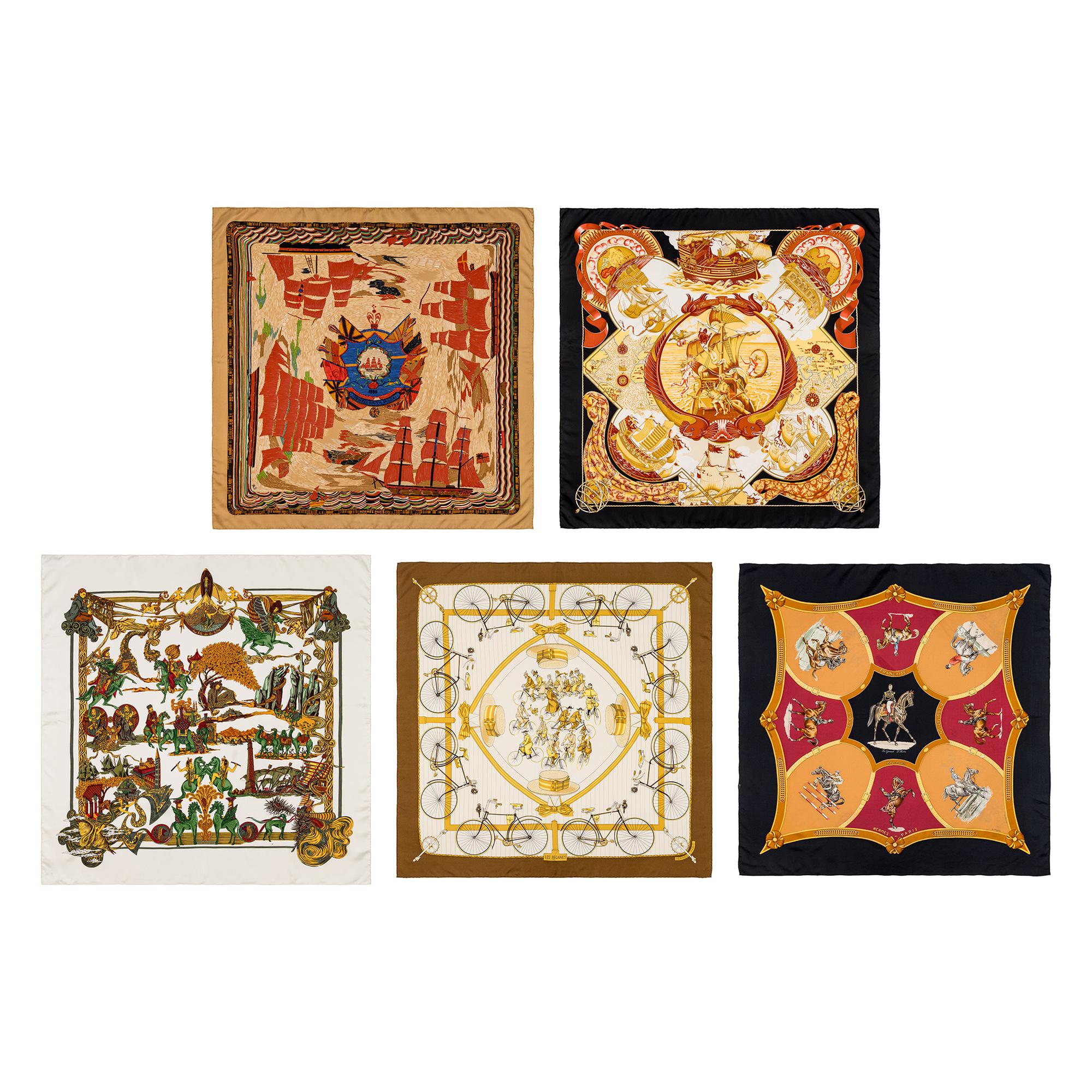Hermès, Five Silk Scarves 90