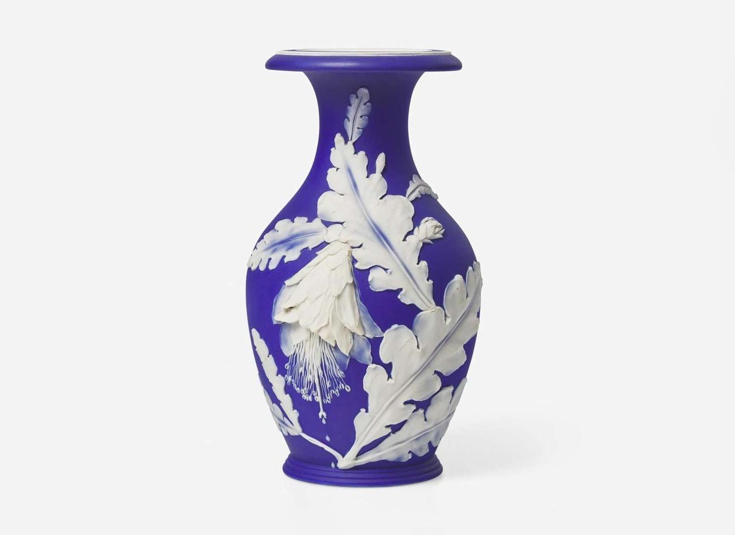 A Wedgwood Blue Dip Jasperware Vase, UK, late 19th century