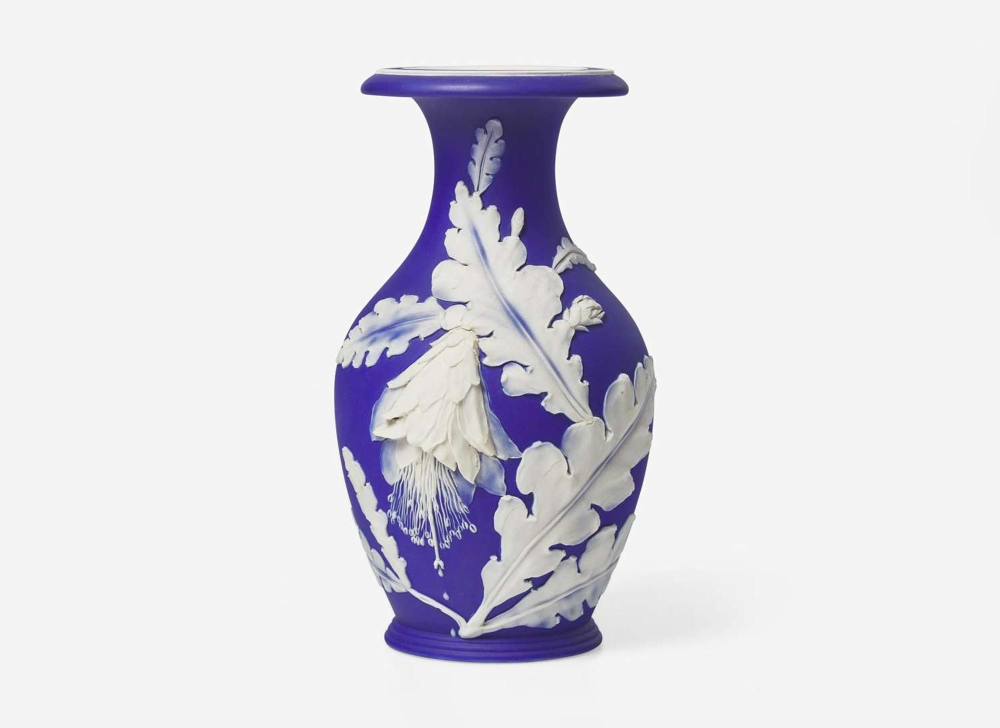 A Wedgwood Blue Dip Jasperware Vase, UK, late 19th century