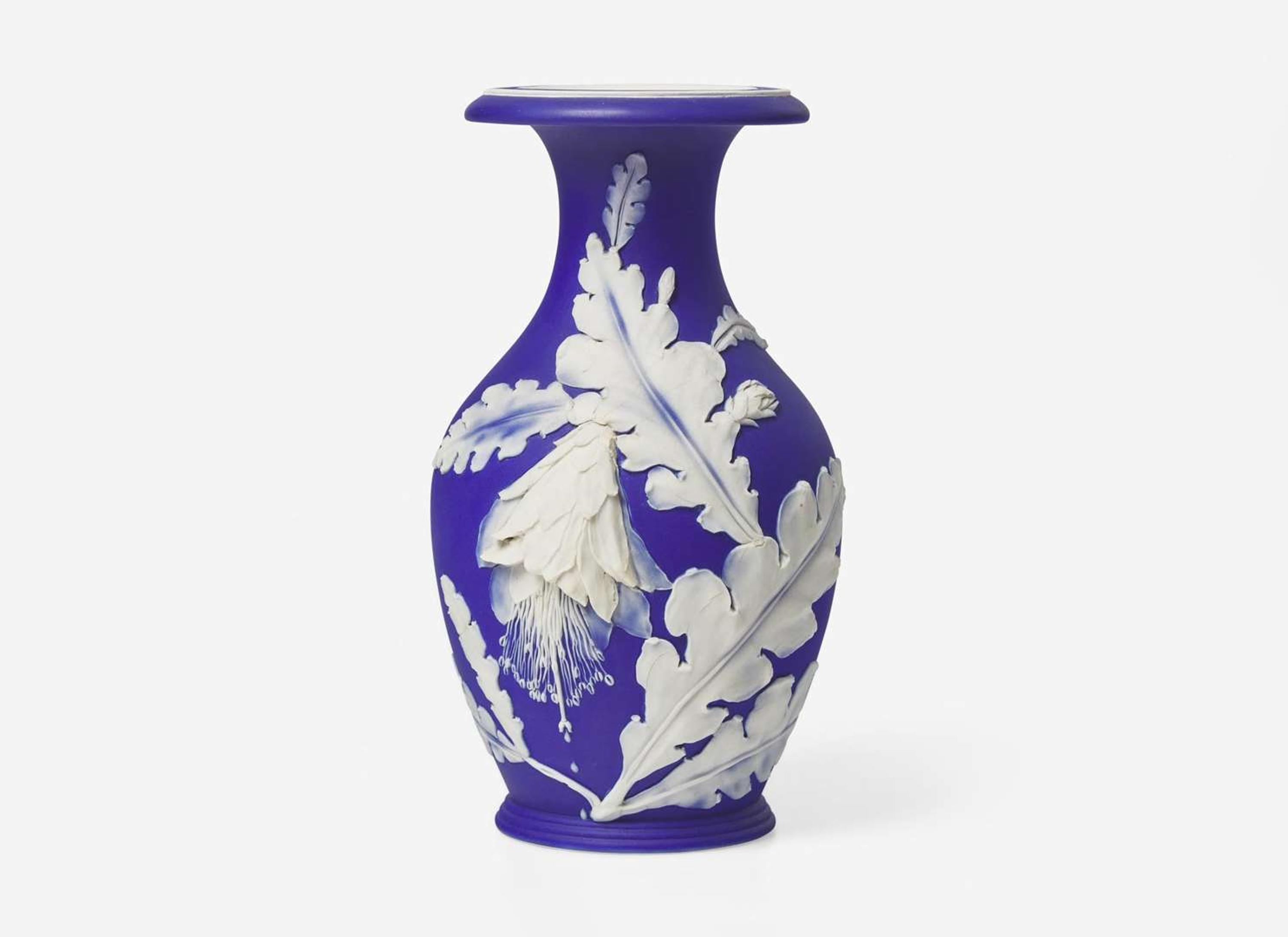 A Wedgwood Blue Dip Jasperware Vase, UK, late 19th century