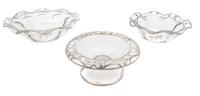 Three Silver Overlay Glass Bowls Diameter of first 10 1/4 inches.