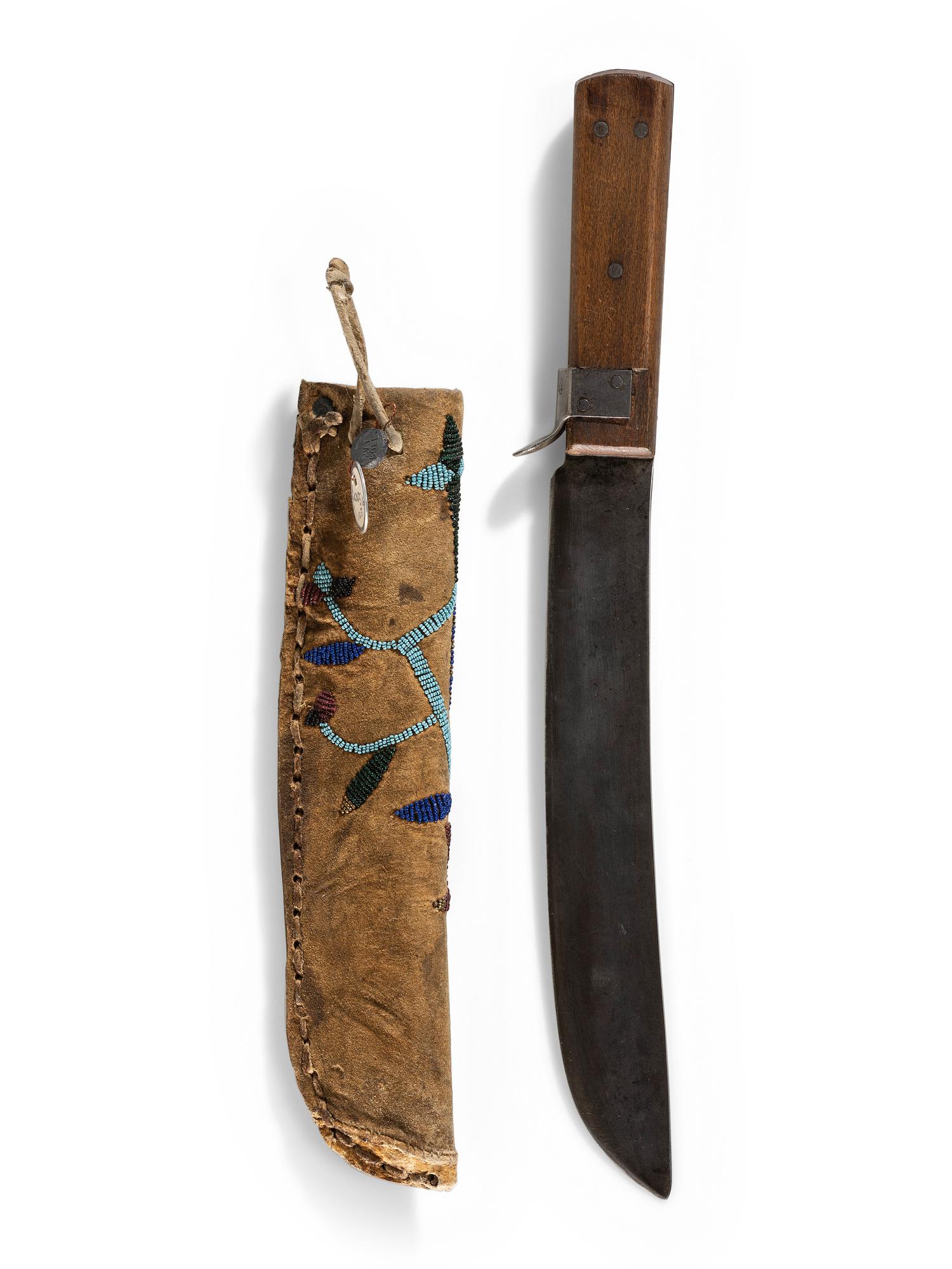 Apsáalooke [Crow] Beaded Knife Sheath, with Standing Rock Agency Issued Russell Knife