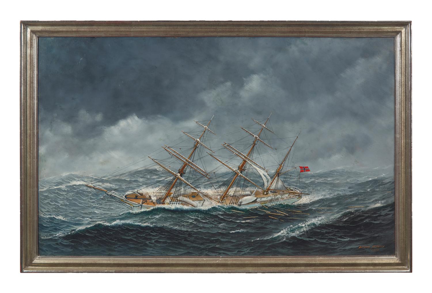 Portrait of the Norwegian Schooner "Gunniloe ," 1908