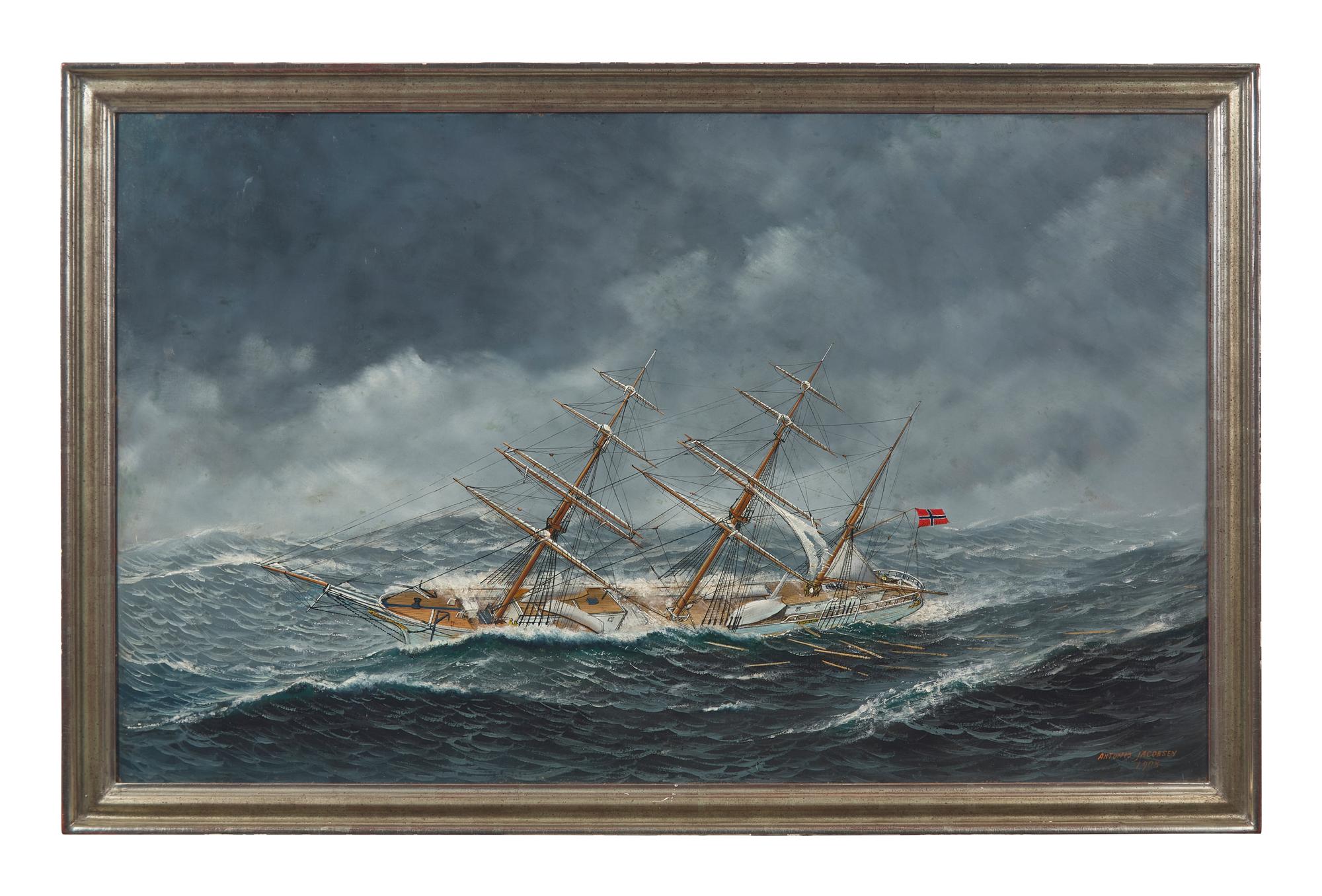 Portrait of the Norwegian Schooner "Gunniloe ," 1908