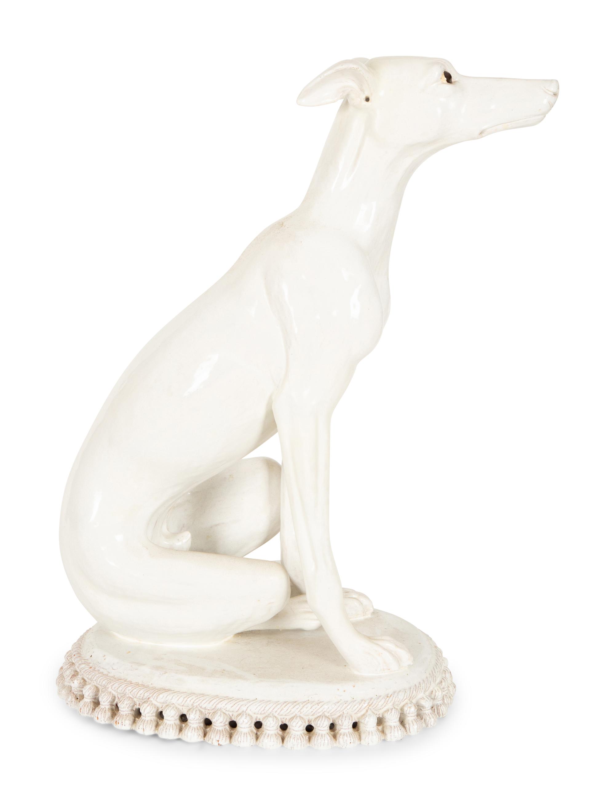 A Glazed Pottery Whippet Sculpture