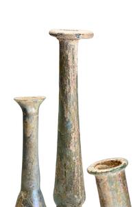 Three Roman Blue Glass Unguentaria