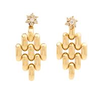 A Pair of 14 Karat Yellow Gold and Stone Stud Earrings, 3.70 dwts.