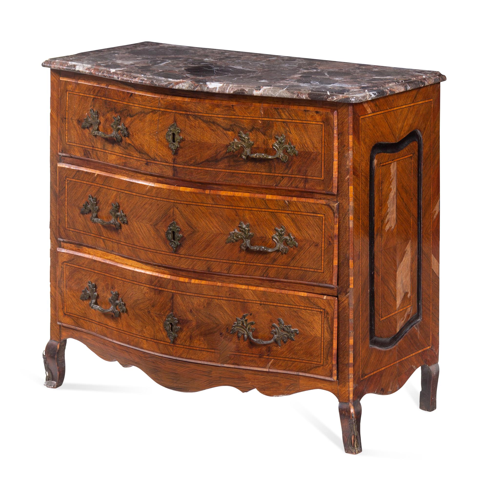 A Louis XV Kingwood Marble-Top Chest of Drawers