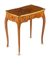 A Louis XV Gilt Bronze Mounted Tulipwood, Kingwood and Floral Marquetry Table à Écrire