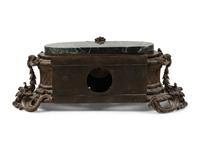 A Large Tiffany and Co. Bronze and Marble Mantel Clock