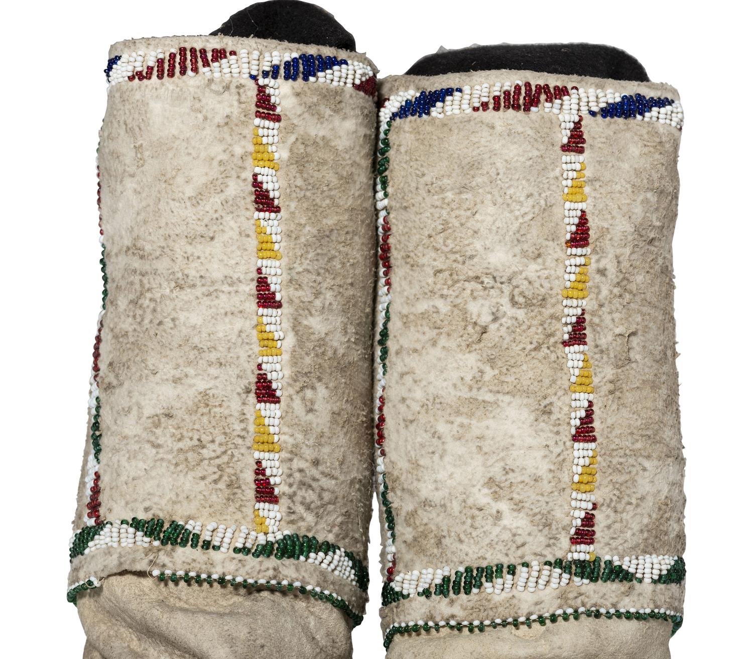 Mescalero Apache Beaded Hide Moccasins