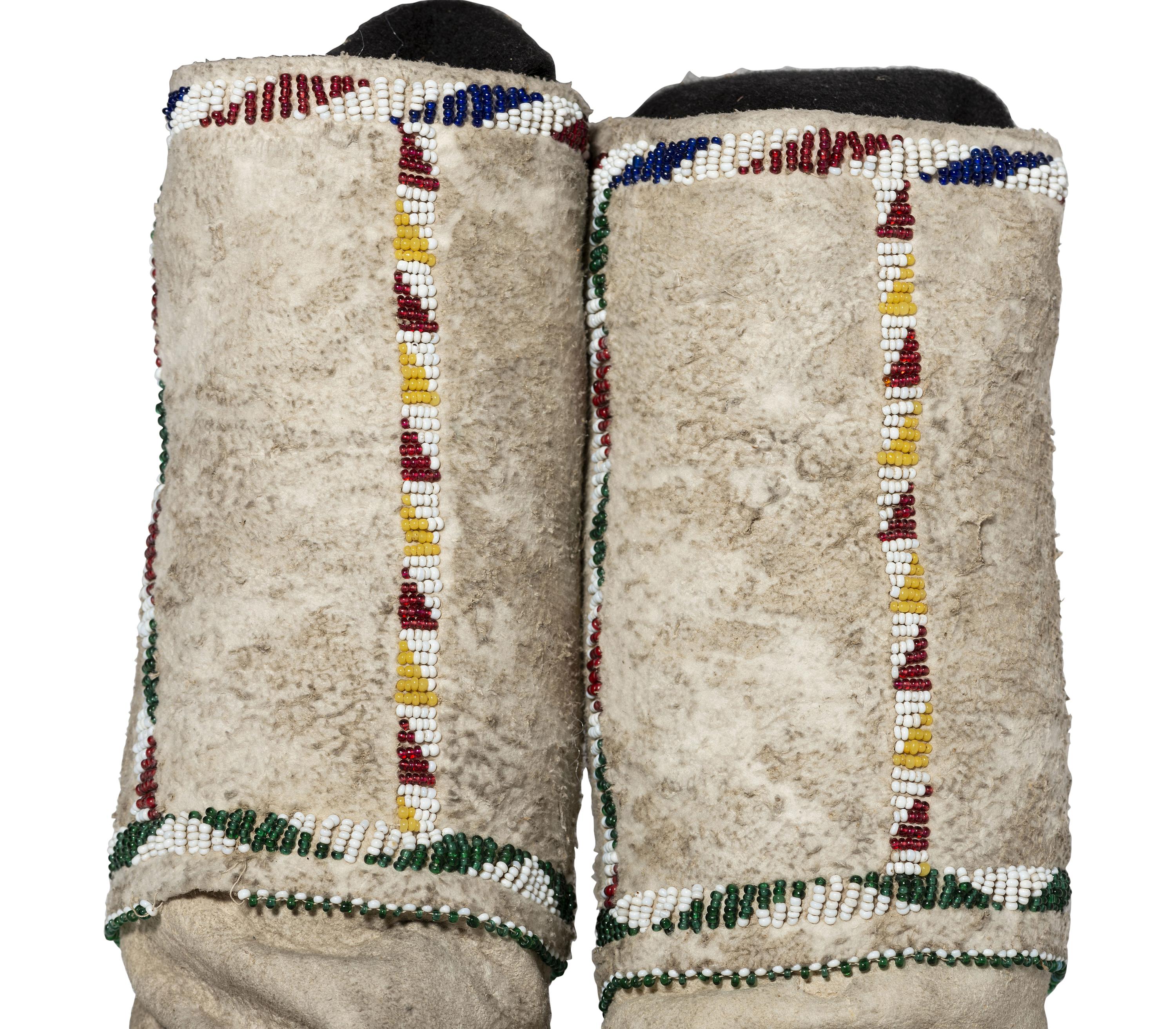 Mescalero Apache Beaded Hide Moccasins