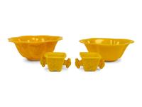 Four Chinese Yellow Peking Glass Articles — 19TH/20TH CENTURY