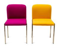 A Group of Four Neon Upholstered Modern French Side Chairs