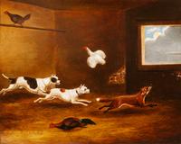 Three Works of Art depicting Various Dog Breeds Largest: 13 3/4 x 21 inches.