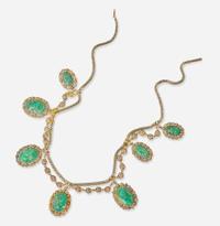 A 14K Yellow Gold and Malachite Necklace Victorian, c.1890