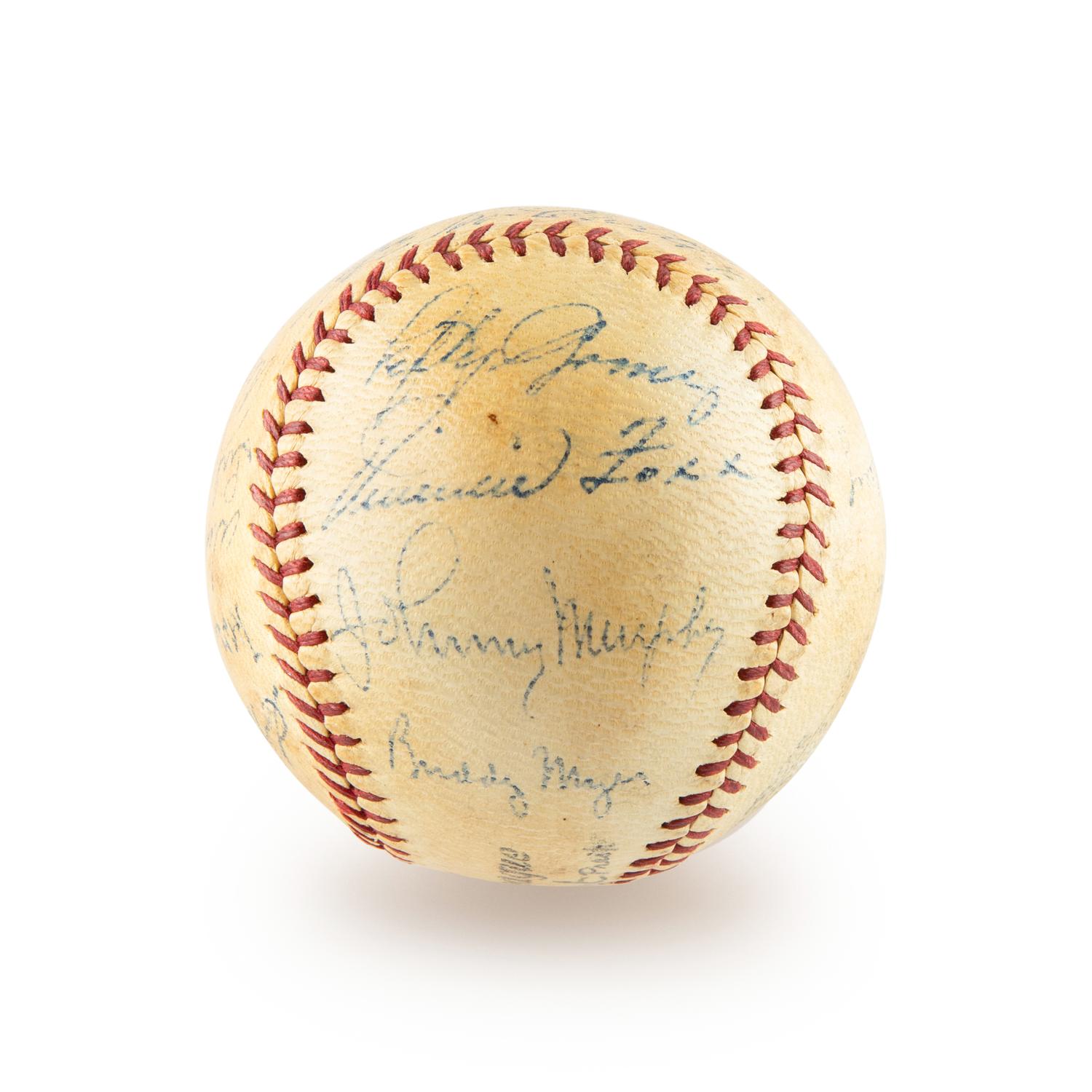 A 1937 American League All Star Team Signed Autograph Baseball Including Lou Gehrig, Hank Greenberg and Jimmie Foxx (Beckett Authentication Services)