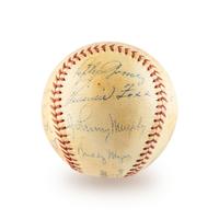 A 1937 American League All Star Team Signed Autograph Baseball Including Lou Gehrig, Hank Greenberg and Jimmie Foxx (Beckett Authentication Services)