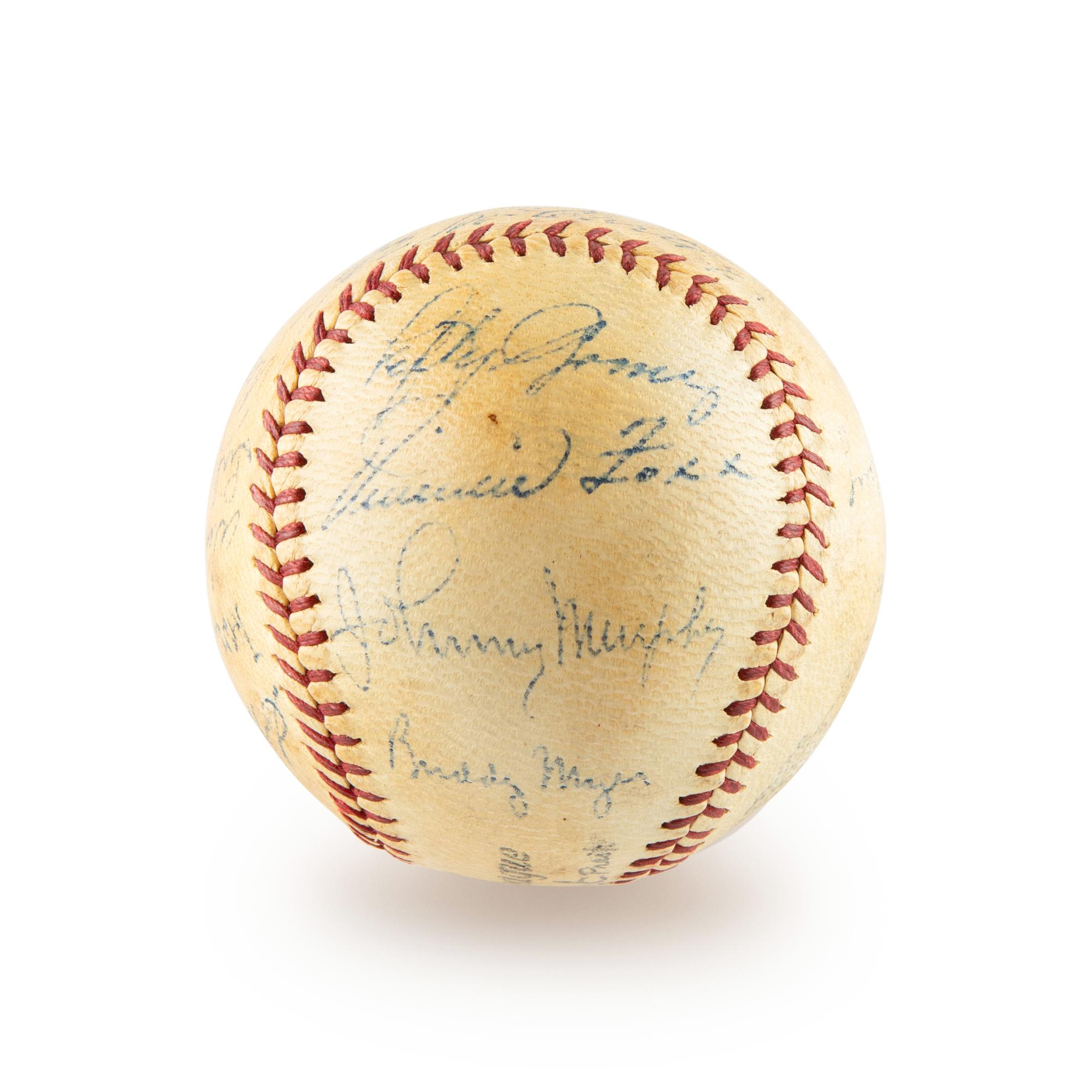 A 1937 American League All Star Team Signed Autograph Baseball Including Lou Gehrig, Hank Greenberg and Jimmie Foxx (Beckett Authentication Services)