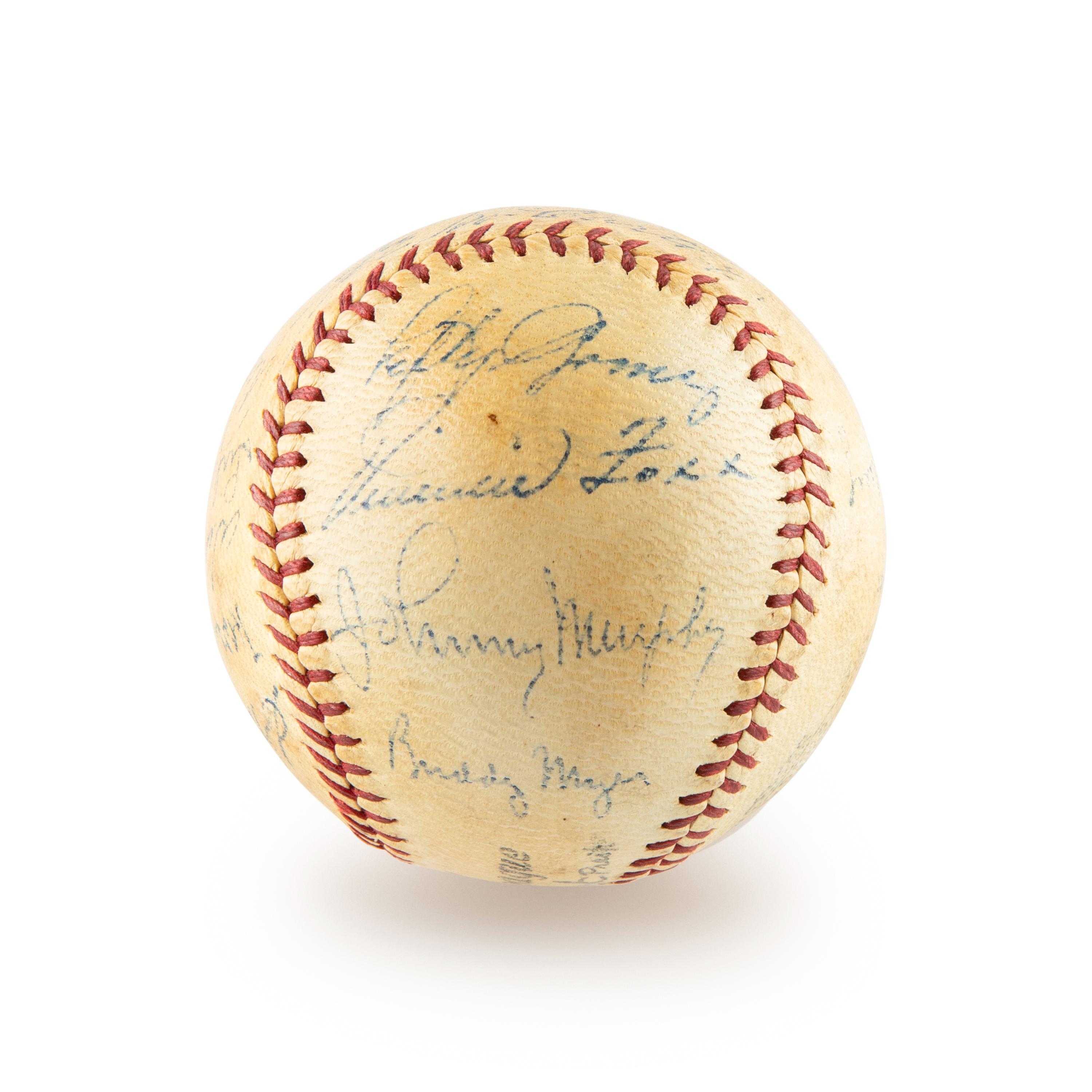 A 1937 American League All Star Team Signed Autograph Baseball Including Lou Gehrig, Hank Greenberg and Jimmie Foxx (Beckett Authentication Services)