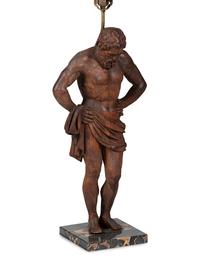 A Pair of Carved Pine Figures of Classical Men
