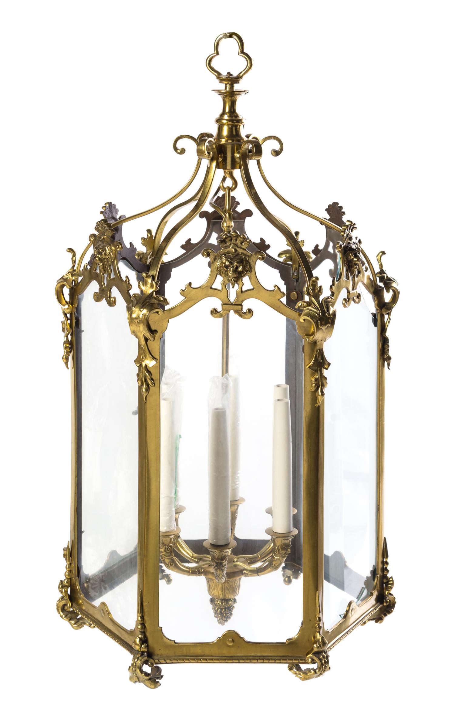A George III Style Brass Hall Lantern Height 30 inches.