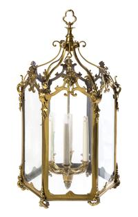 A George III Style Brass Hall Lantern Height 30 inches.