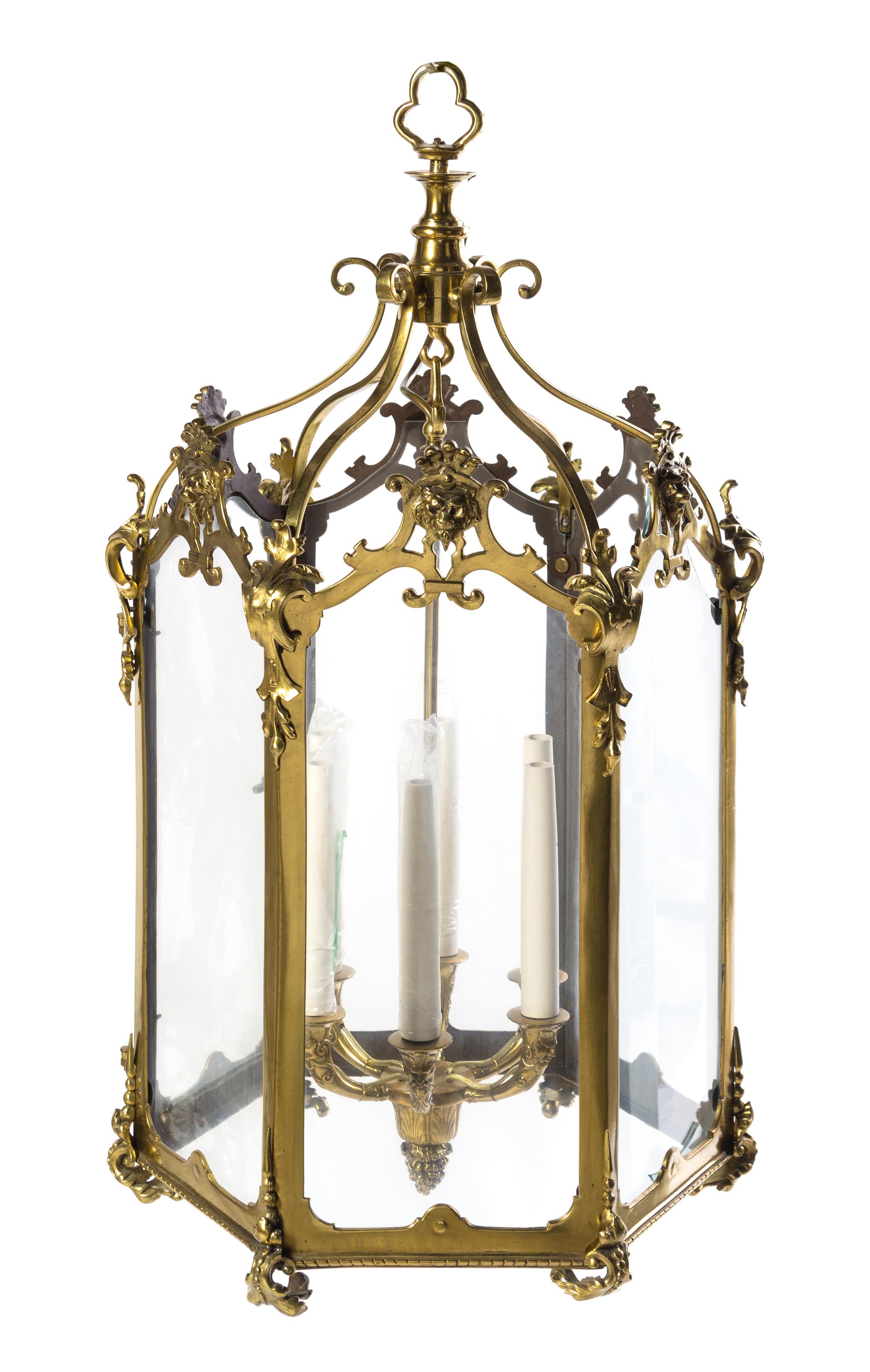 A George III Style Brass Hall Lantern Height 30 inches.