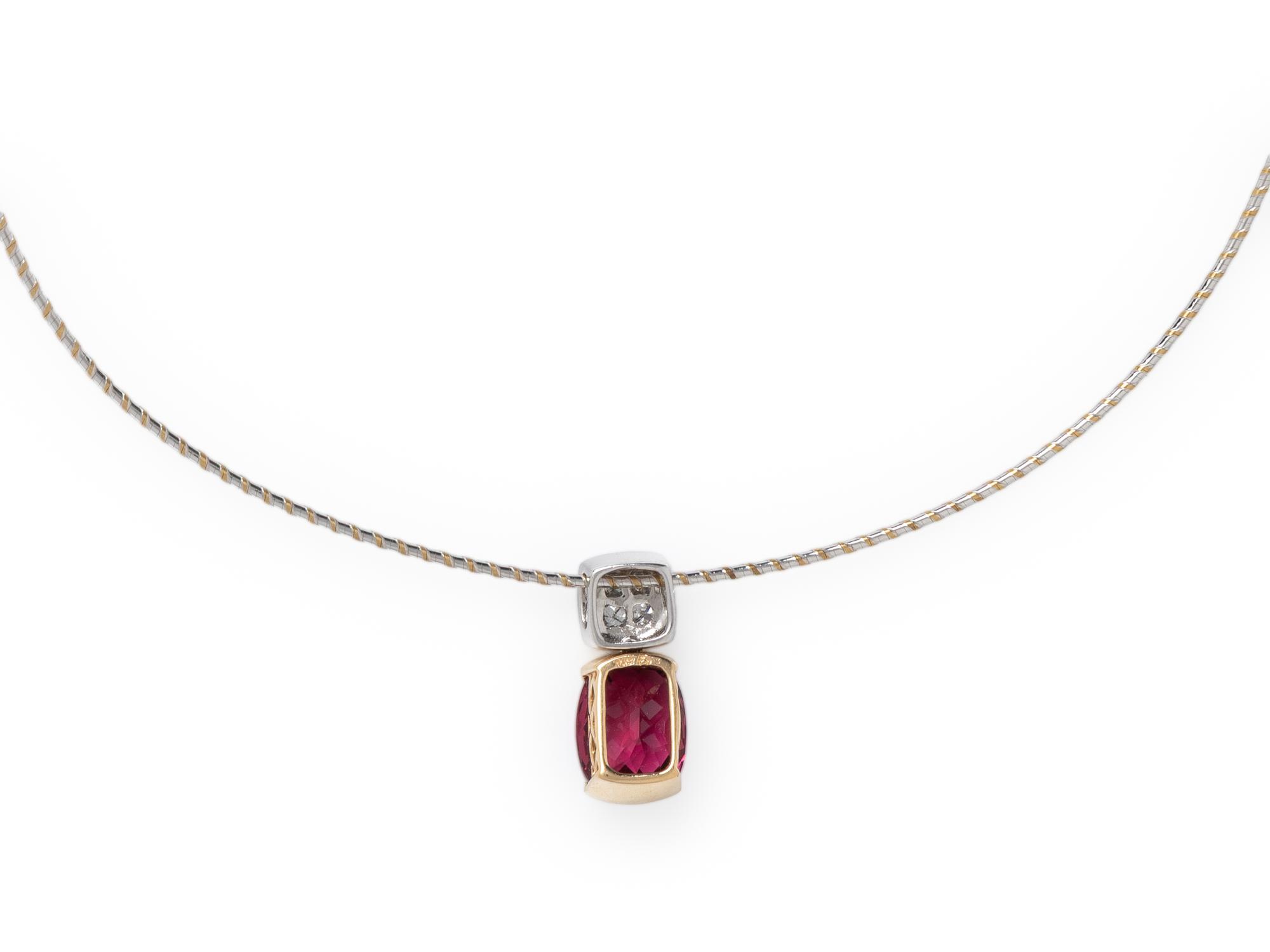 TOURMALINE, DIAMOND, AND BICOLOR GOLD PENDANT NECKLACE