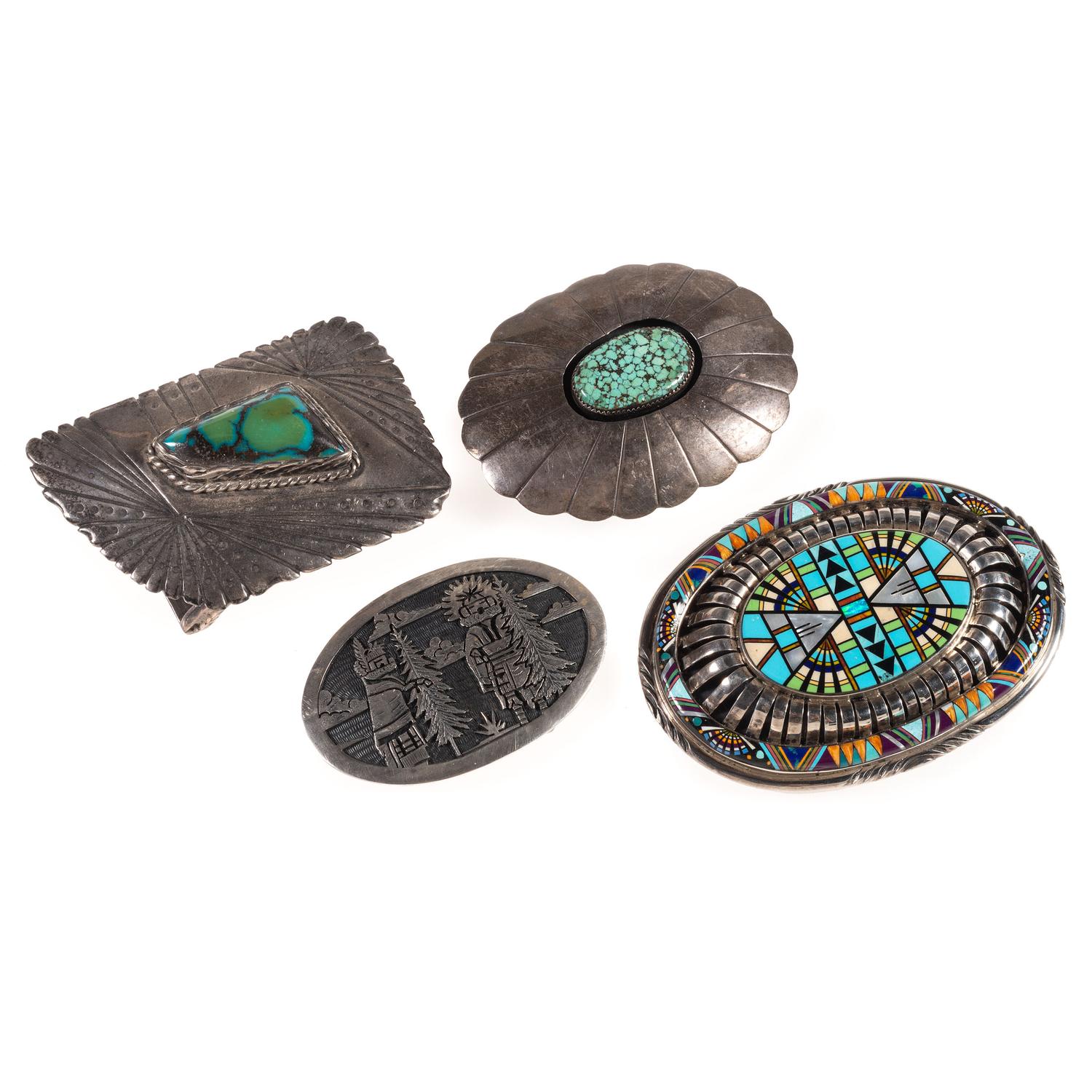 Navajo, Zuni, and Hopi Silver Belt Buckles