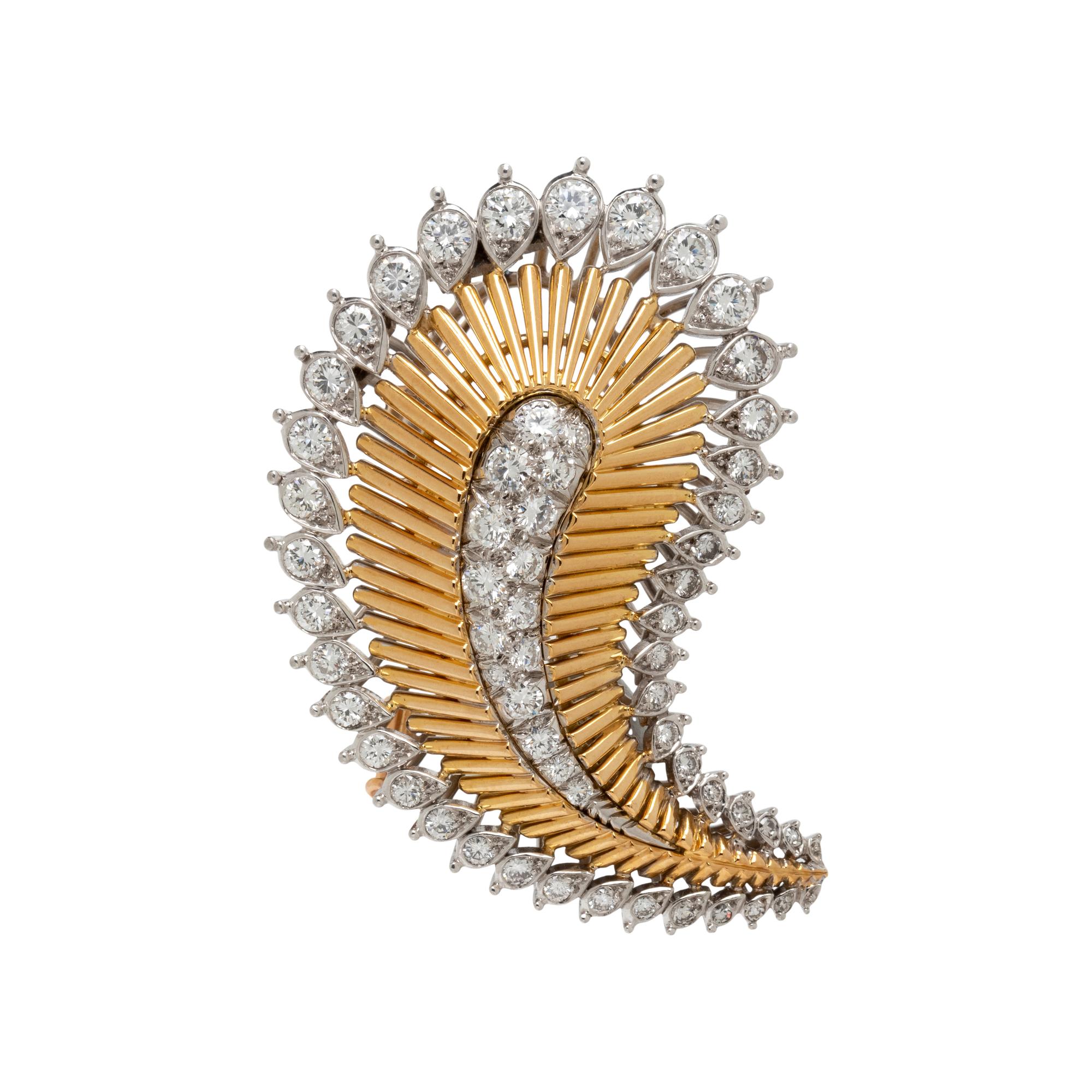 HERMÈS, DIAMOND AND YELLOW GOLD BROOCH