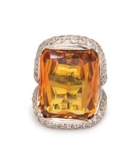 SYNTHETIC YELLOW SAPPHIRE AND DIAMOND RING