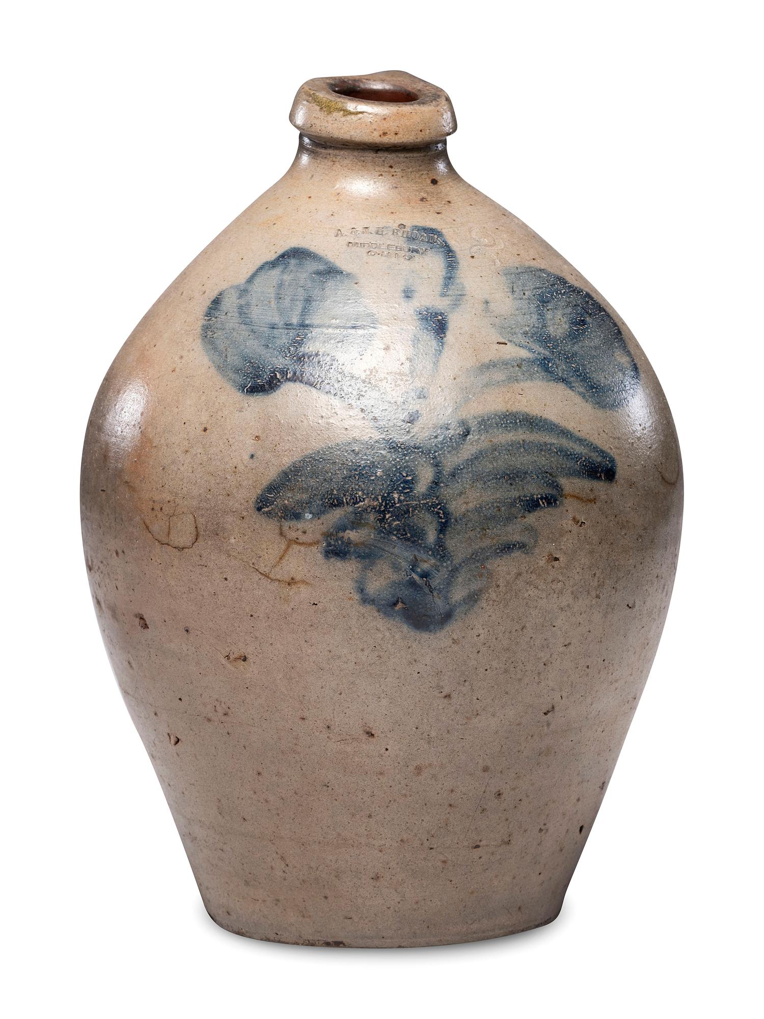 An A & J. H. Rhodes Two-Gallon Floral Decorated Jug