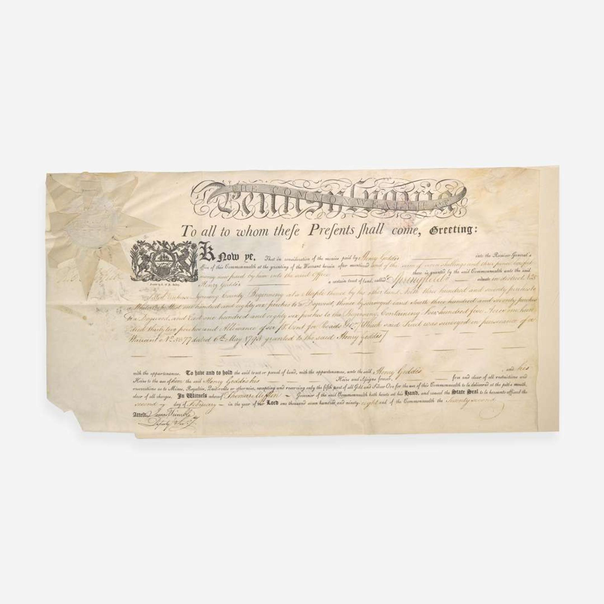 [Philadelphia & Pennsylvania] [Earle, Governor George H., III] Collection of 28 Autographs of Pennsylvania Governors