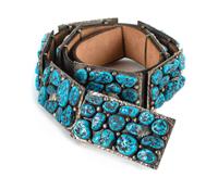 Southwestern Silver and Turquoise Nugget Concho Belt Length 44 inches