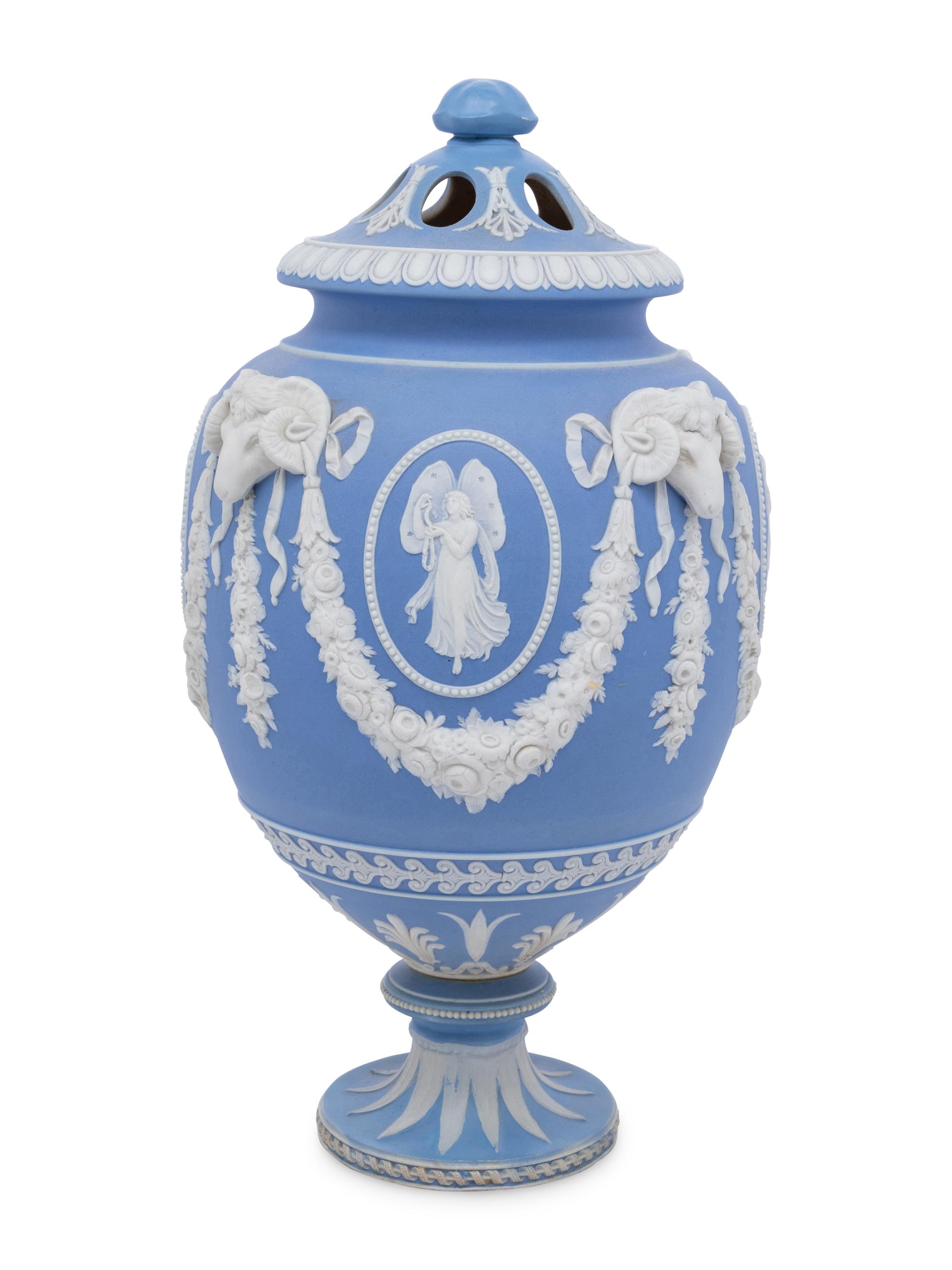 A Large Wedgwood Jasperware Potpourri Urn and Cover