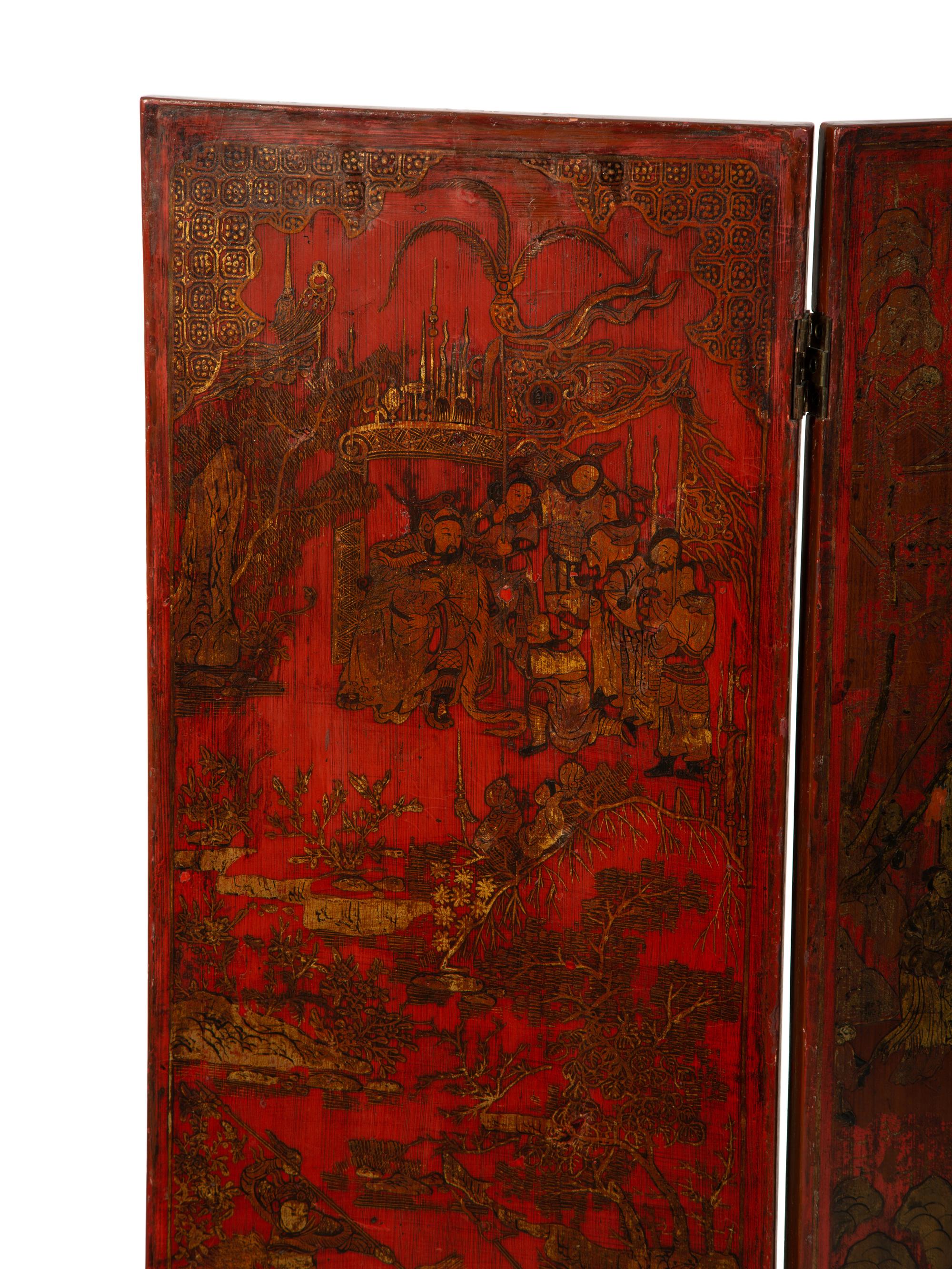 A Chinese Coromandel Lacquer Four-Panel Screen — 19TH/20TH CENTURY